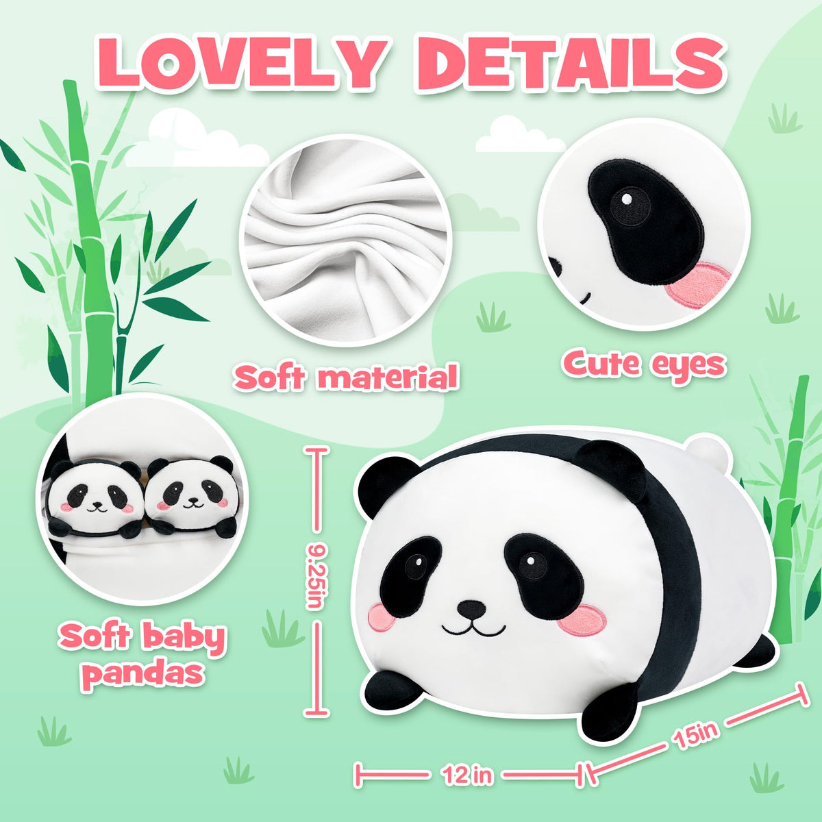 YIIQUWEN Panda Plush Pillow Backrest for soft sofa or bed support