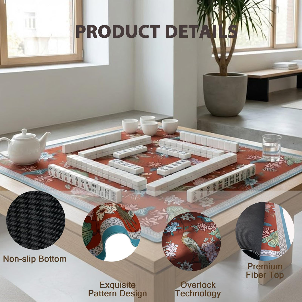 YIIrgtas Mahjong mat anti-slip base keeps tiles in place during intense rounds.