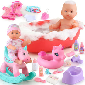 YIYBM baby doll bath set with bathtub for realistic role-play