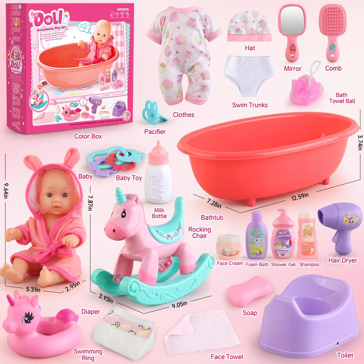 YIYBM doll swimming ring adds pretend pool time adventures