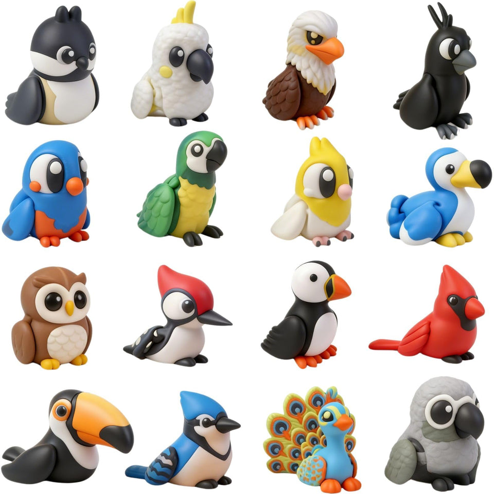 YILCER 16-piece 3D birds set in a basket for Easter filler and learning