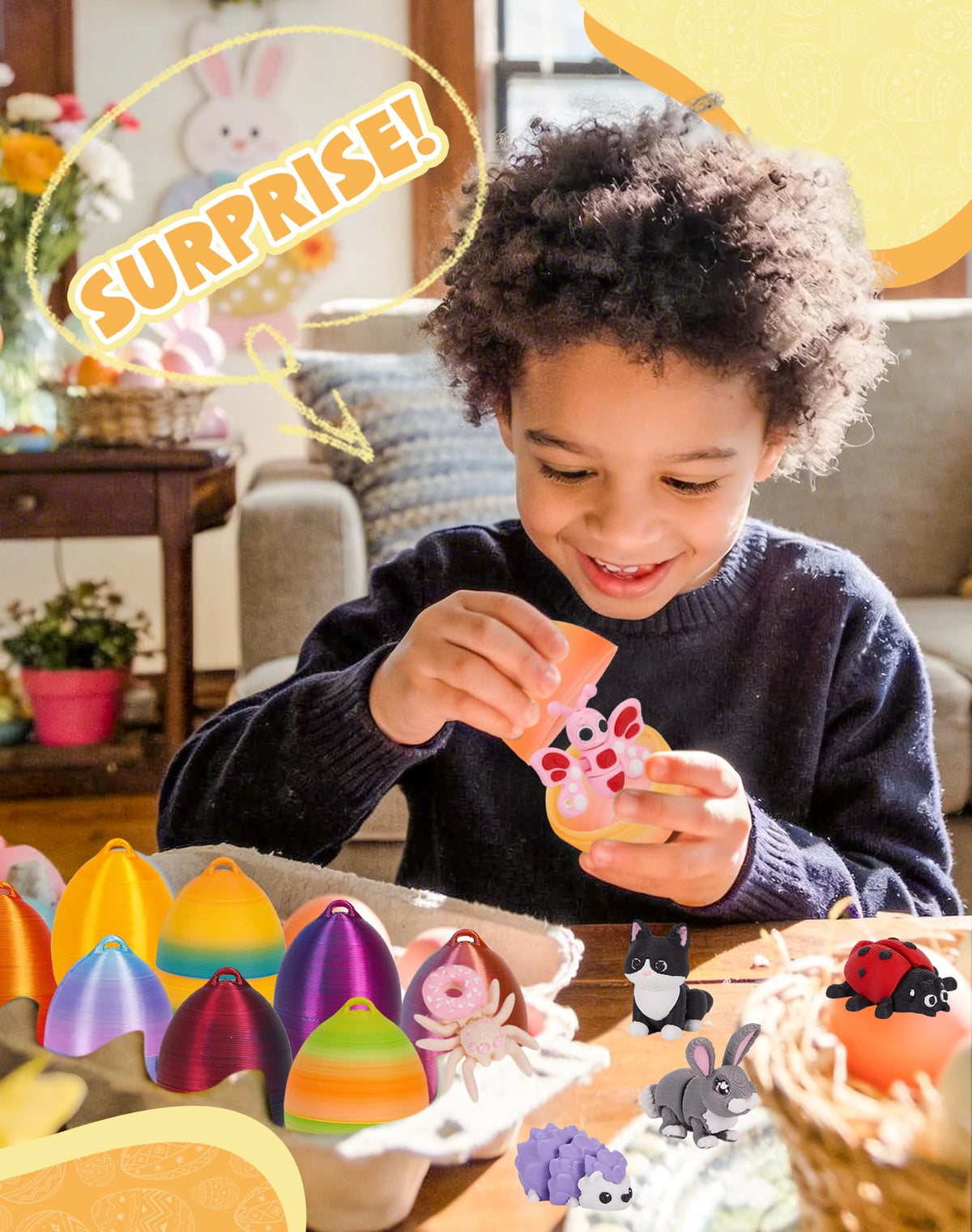 YILCER Easter fun set with 24 eggs and animals for celebrations.