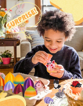 YILCER Easter fun set with 24 eggs and animals for celebrations.