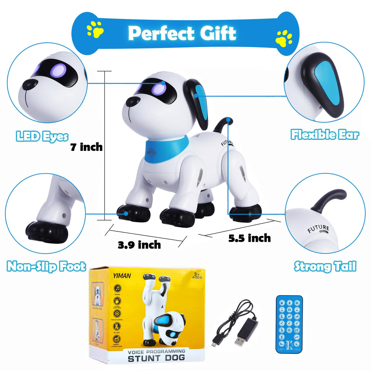 Yiman durable ABS plastic robot dog close-up showing sturdy build