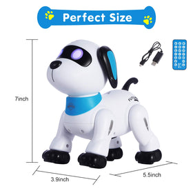 Yiman robot dog LED eyes glow during fun light-up performances and songs.