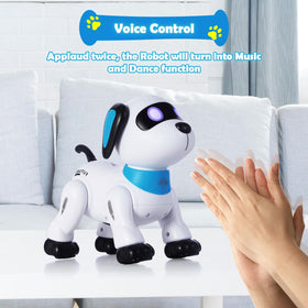 Yiman robot dog LED eyes glowing during music and dance sessions