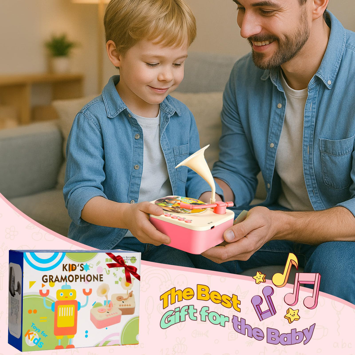 Box of 96 learning cards included with the Yimido phonograph