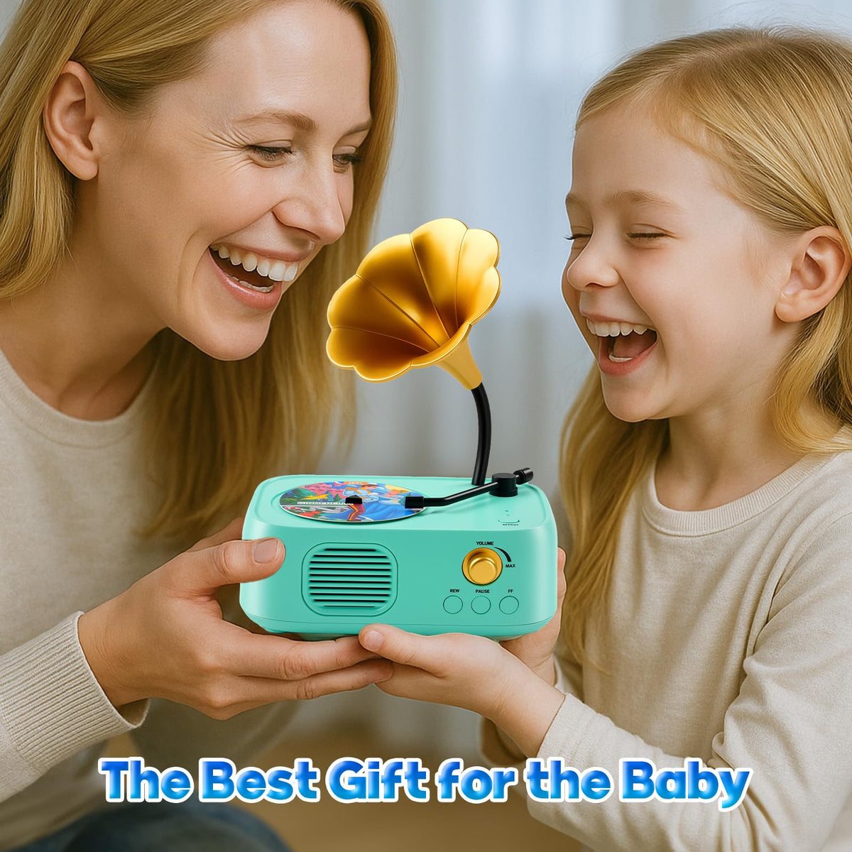 yimido Kids Phonograph Toy is portable for travel and on-the-go music