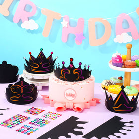 Yinder colorful gem stickers add sparkle to crowns and crafts.