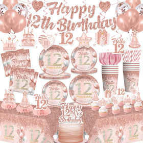 Yingoto 12th birthday banner backdrop for chic photo moments.