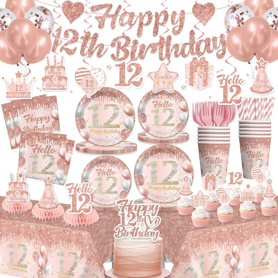 Yingoto 12th birthday banner backdrop for chic photo moments.