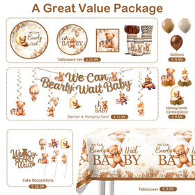 Yingoto Bearly cake topper highlights the centerpiece with teddy charm.