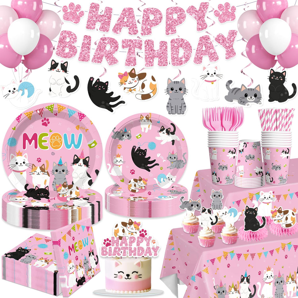 Yingoto cat birthday banner creates a photo-ready backdrop for celebrations