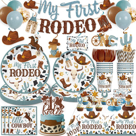 Yingoto my first rodeo banner creates a photo ready birthday backdrop.