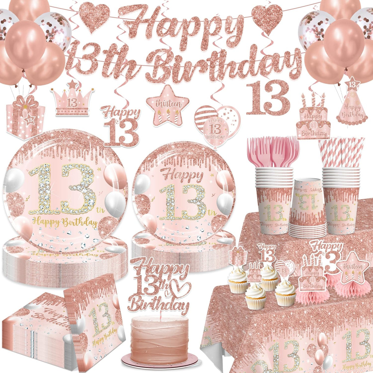 Yingoto Pink 13th Birthday banner for a photo-worthy backdrop
