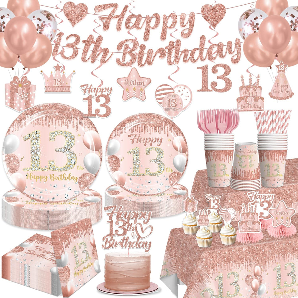 Yingoto Pink 13th Birthday banner for a photo-worthy backdrop