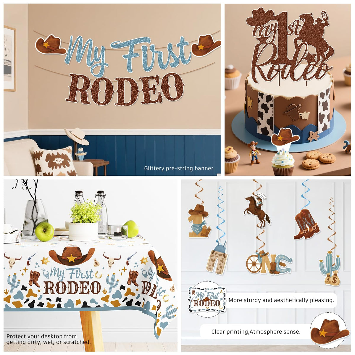 Yingoto rodeo cupcake toppers decorate treats with coordinated flair.