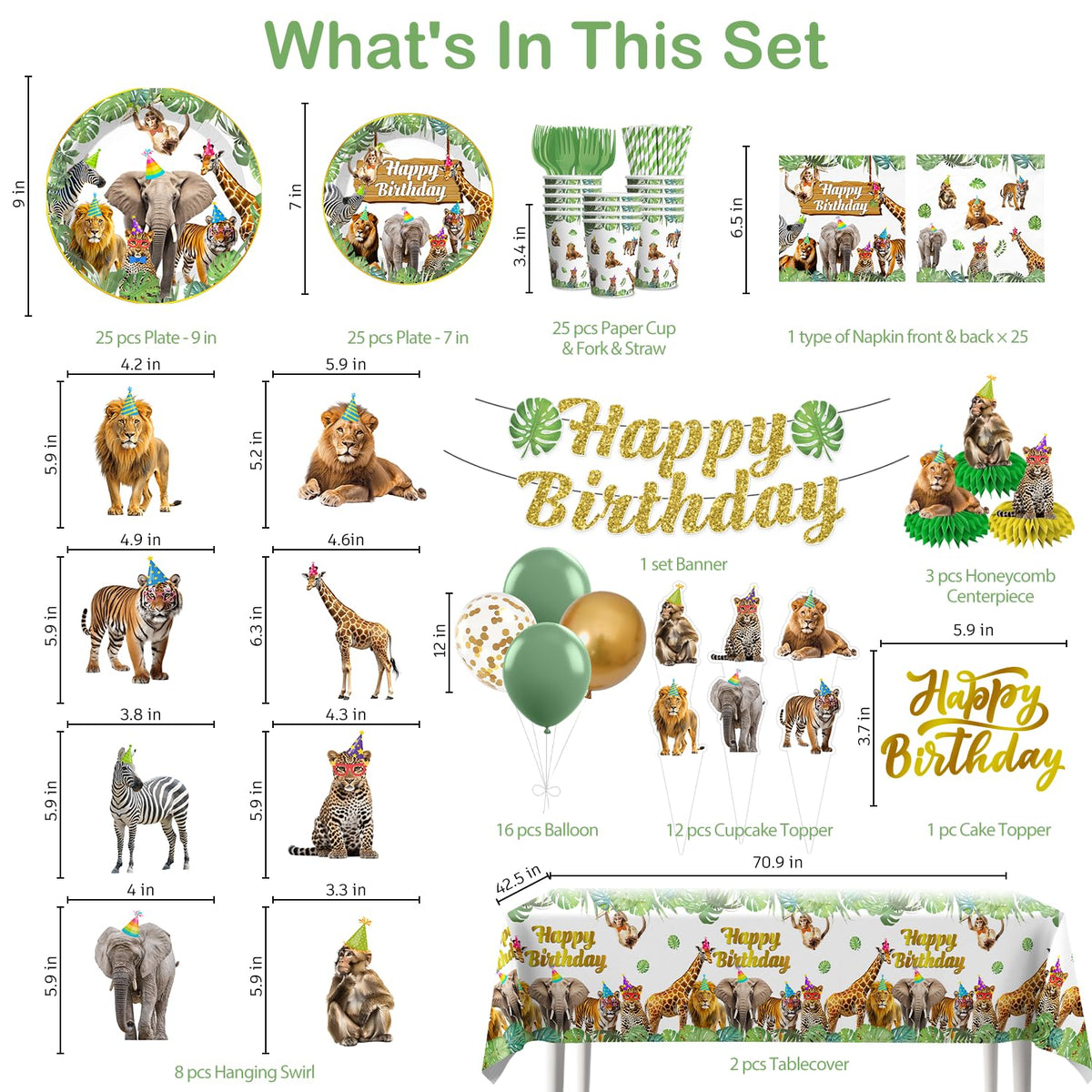 Yingoto safari balloons and banner decorate party space with vibrant jungle vibes.