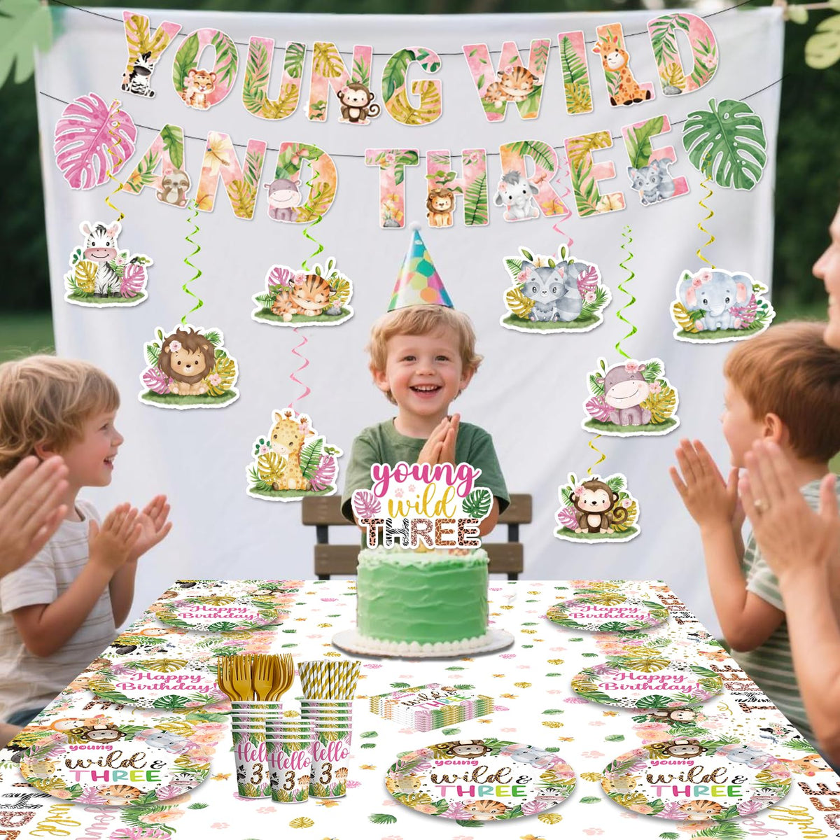Yingoto Safari tablecloth and banner for waterproof party setup