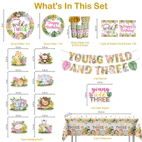 Yingoto Safari Wild and Three hanging swirls with cutouts for jungle-themed celebrations