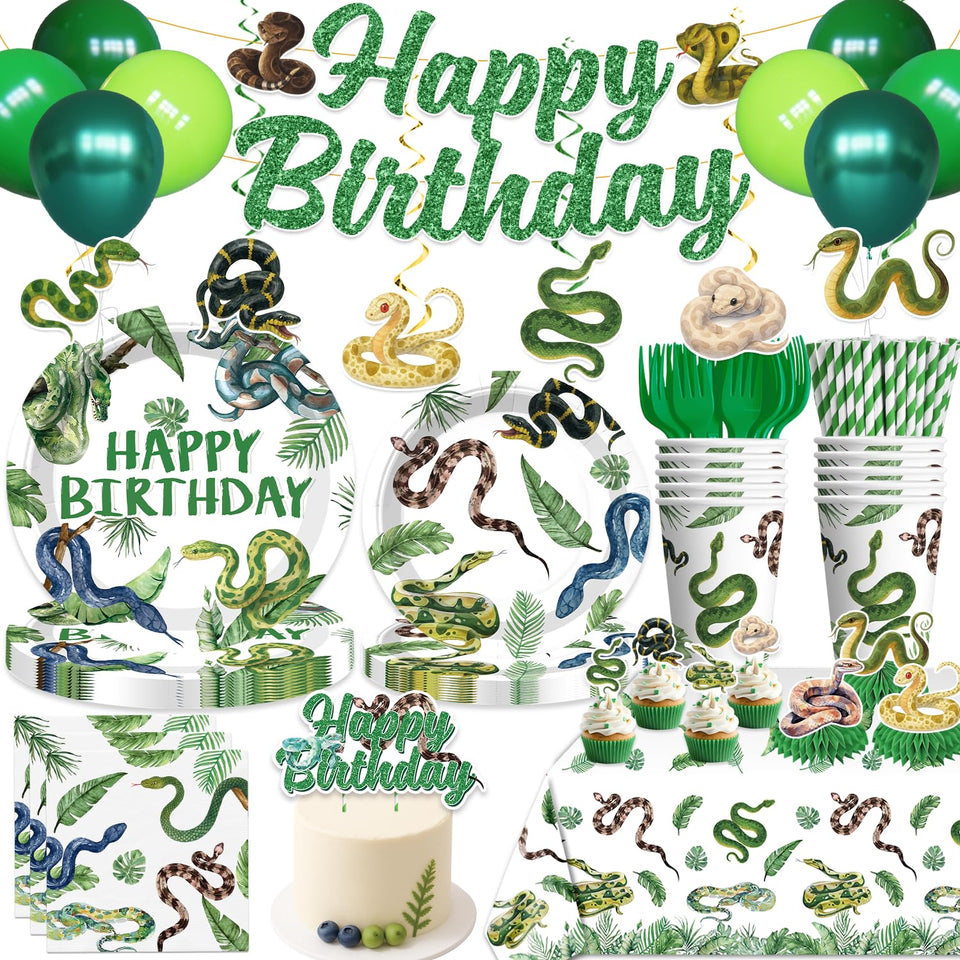 Yingoto snake party banner creates a bold jungle backdrop for photo-worthy moments