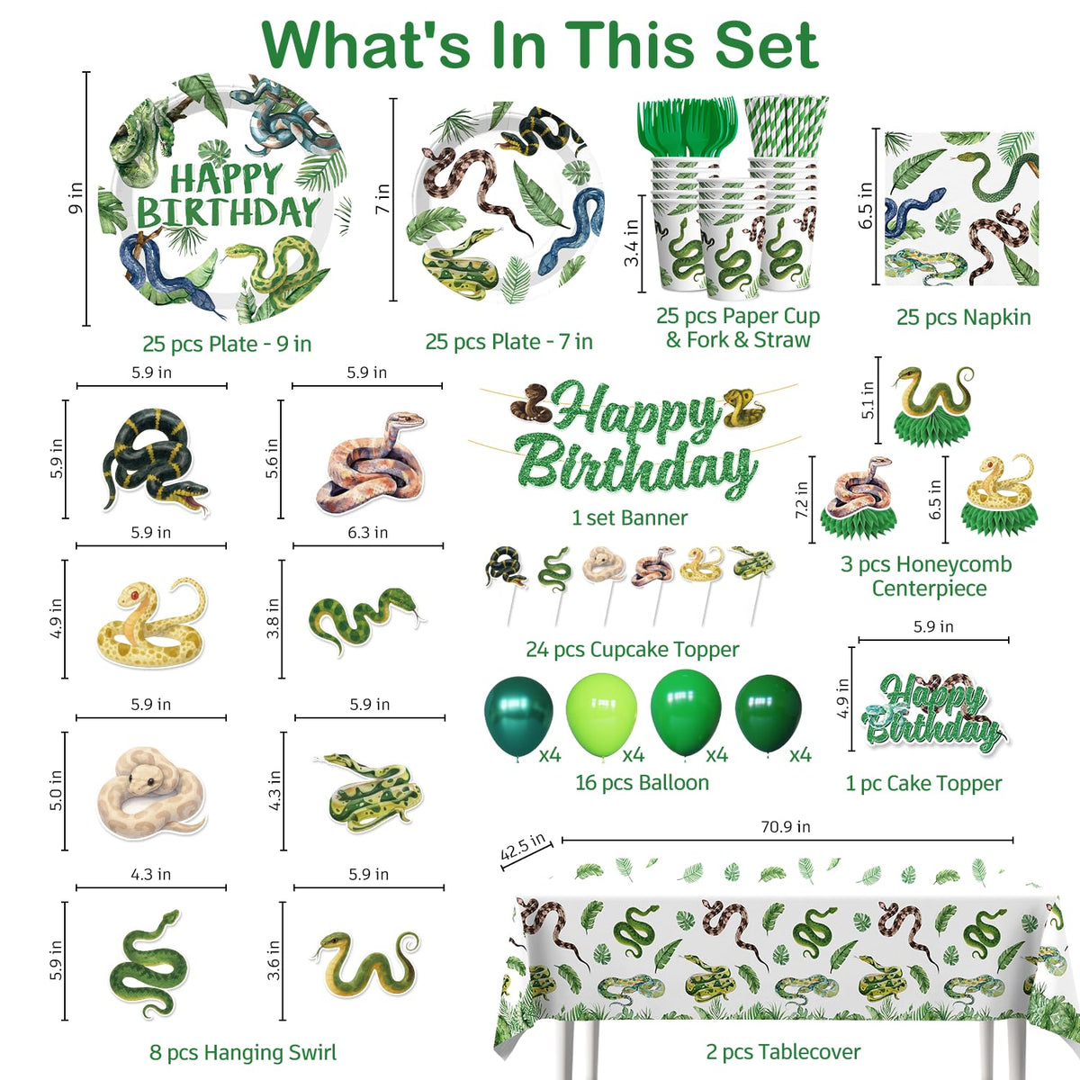 Yingoto snake hanging swirls decorate walls and ceilings for immersive reptile party ambiance