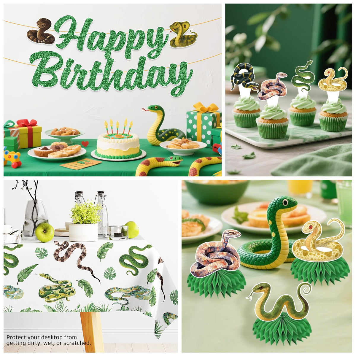 Yingoto snake napkins complete the jungle table setting with practical flair