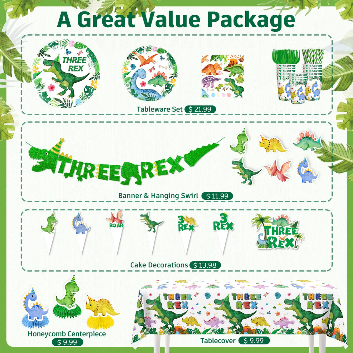 Yingoto Three Rex 7-inch plates with dinosaur illustrations for kids' meals.