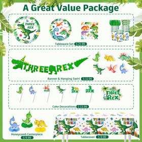 Yingoto Three Rex 7-inch plates with dinosaur illustrations for kids' meals.