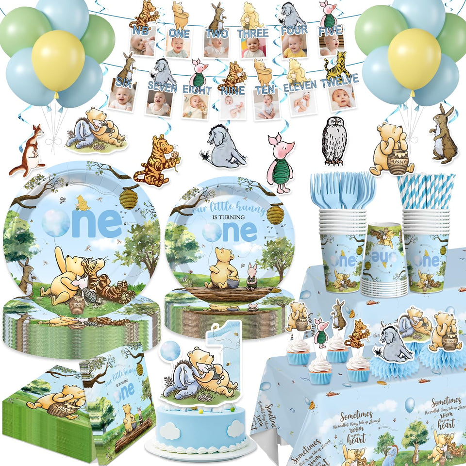 Yingoto Winnie Bear photo frame banner for first birthday photo backdrop