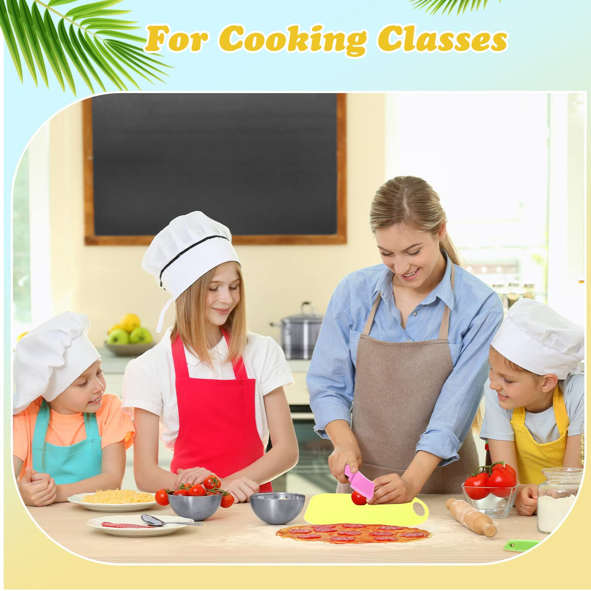 Yinkin kids cooking activity with knife, hands-on learning in a supervised setup.