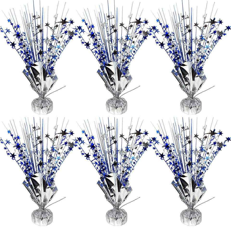 YinNorth blue and silver star centerpiece for elegant table decor.