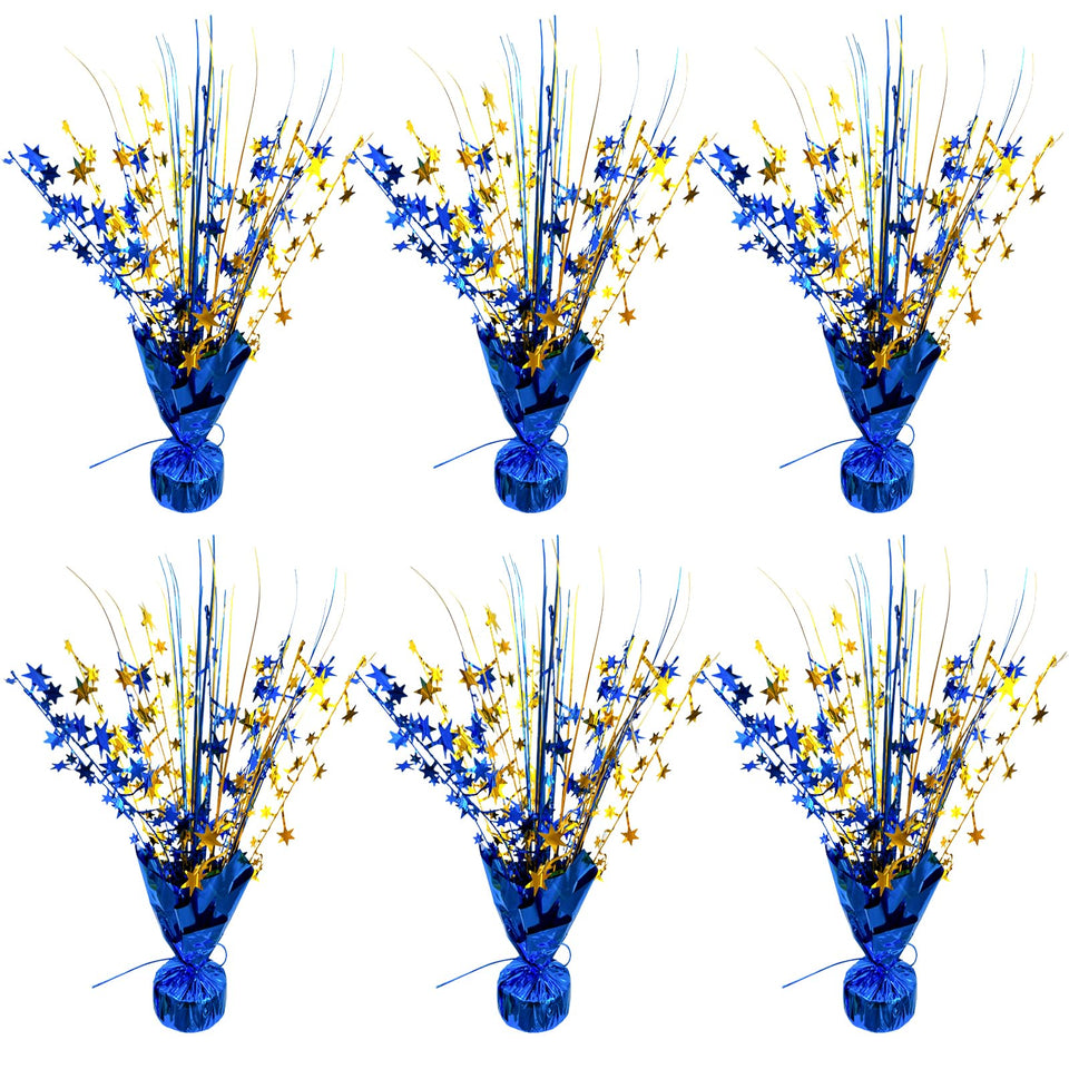 YinNorth blue and gold star foil spray centerpiece pack adds festive sparkle for parties.