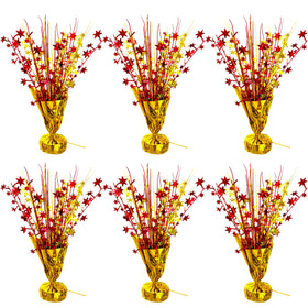 YinNorth 6-pack foil spray centerpiece in red and gold adds festive sparkle to birthday tables.