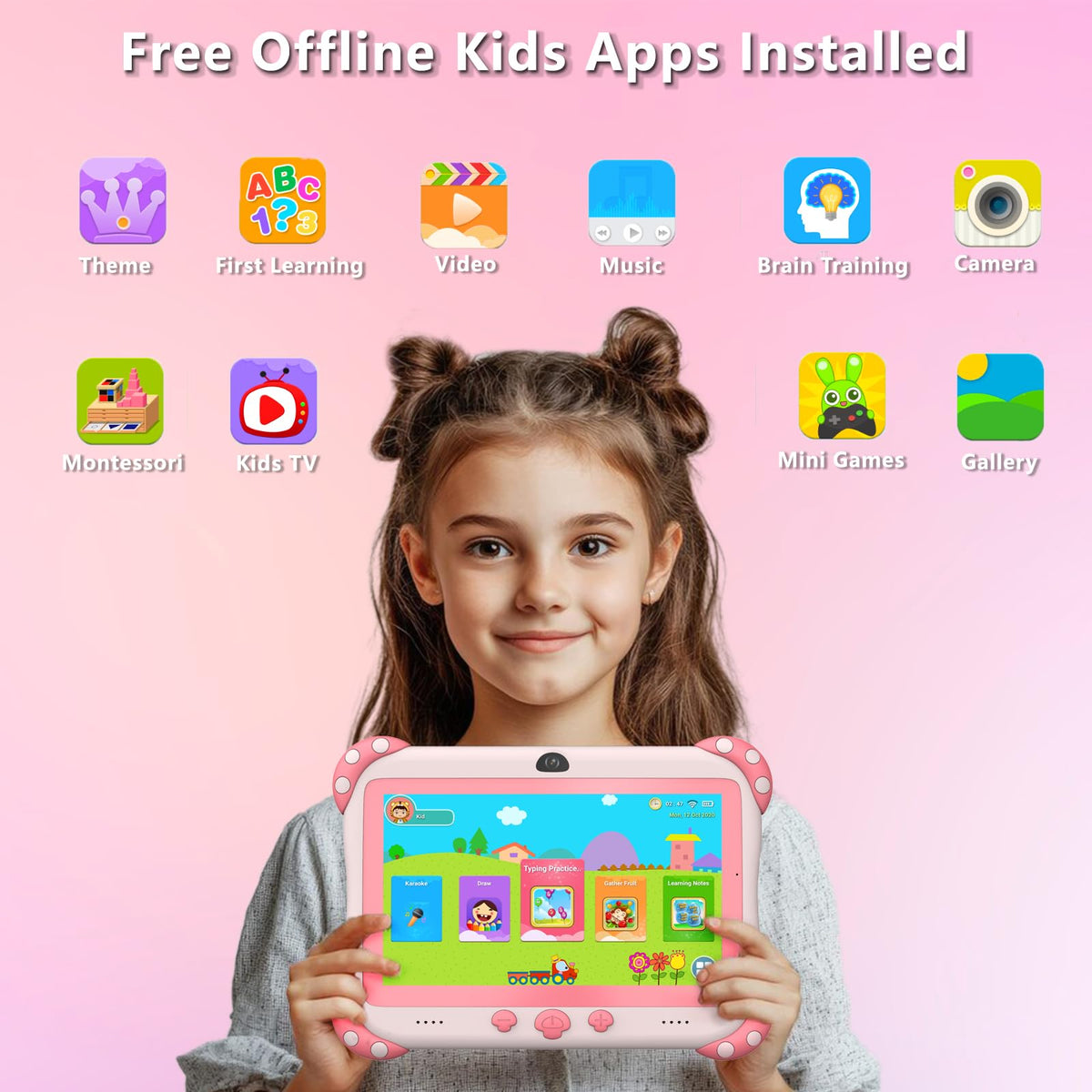 YINOCHE Kids Tablet 7 inch rear camera for photos and videos
