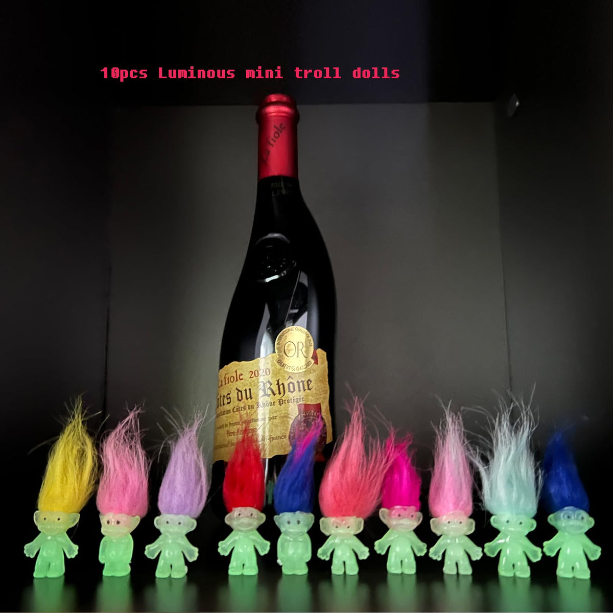 Yintlilocn luminous troll dolls close-up highlights size and hair for cute tabletop displays.