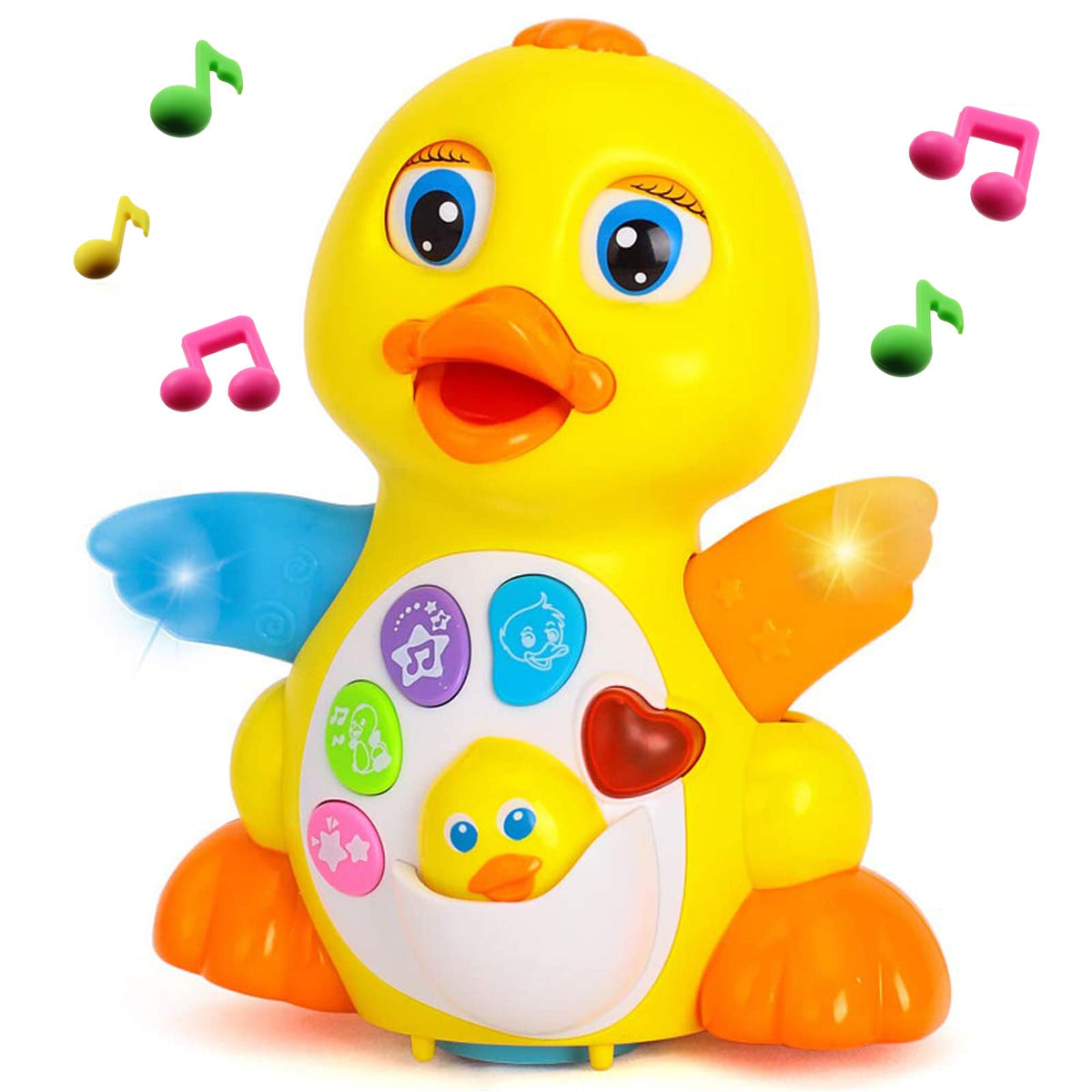 Yiosion musical flapping yellow duck front view engaging sensory play