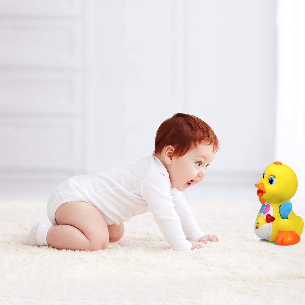 Yiosion yellow duck side view encourages crawling and motor skills