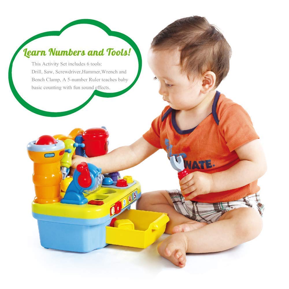 Yiosion musical workbench wrench boosts color recognition and counting during play.