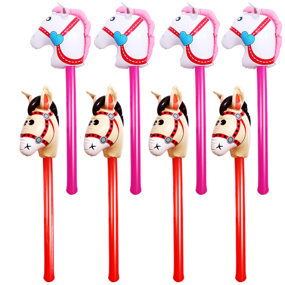 Yiphates pink head inflatable stick horse for outdoor fun and play