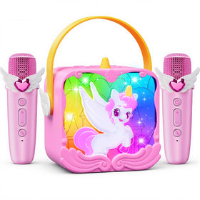 Yitbisy unicorn karaoke machine with wings and castle lights for a magical stage