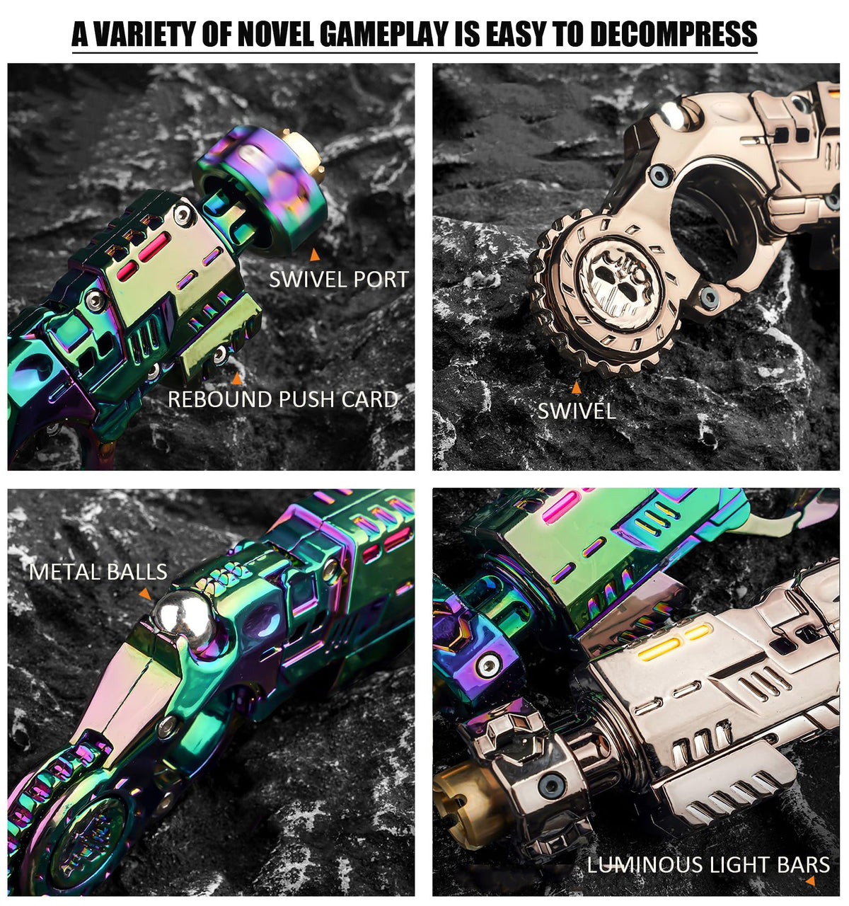 Yiuhhad movable components close-up showing versatile stress-relief actions.