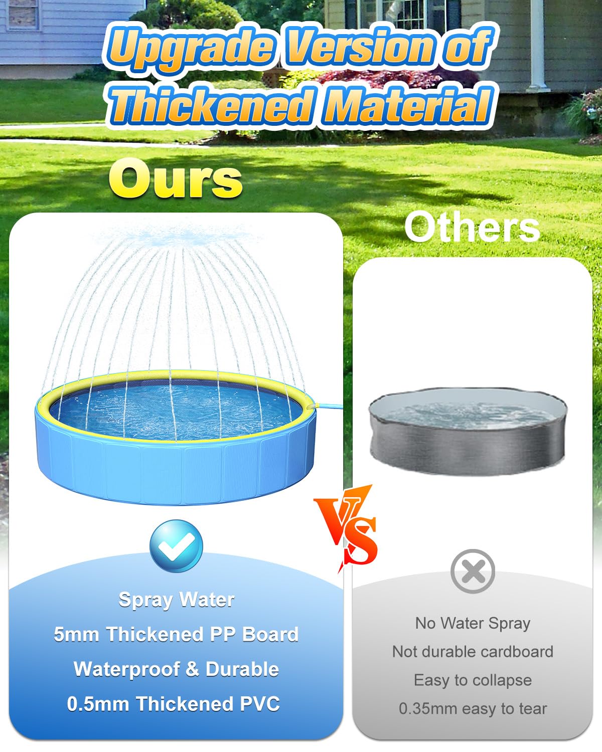 Yivsen 2in-1 dog pool splash pad supports spraying and lounging outdoors