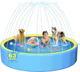 Yivsen 63in dog pool with sprinkler for cooling relief and family fun