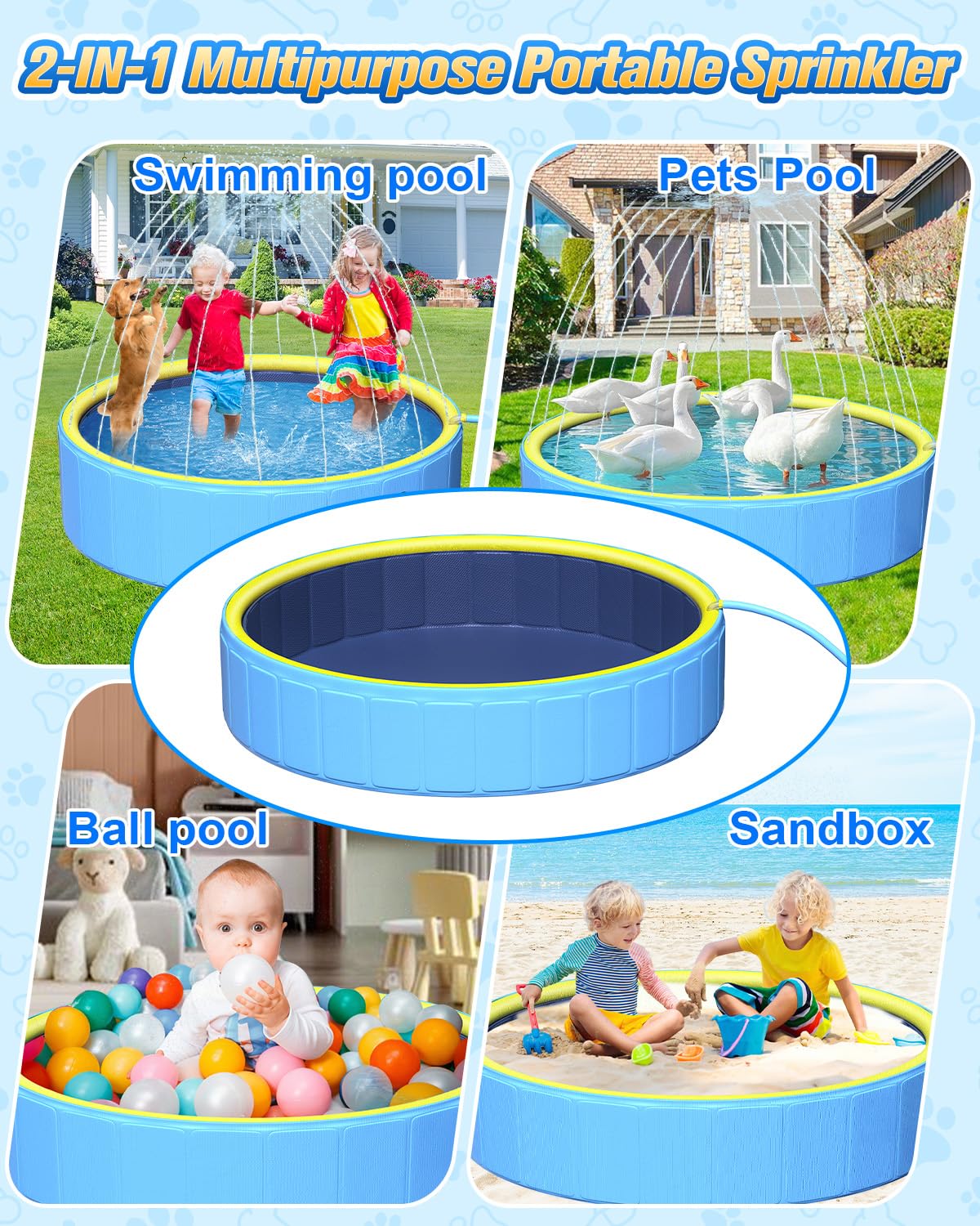 Yivsen foldable-dog-pool folds flat for easy storage after use