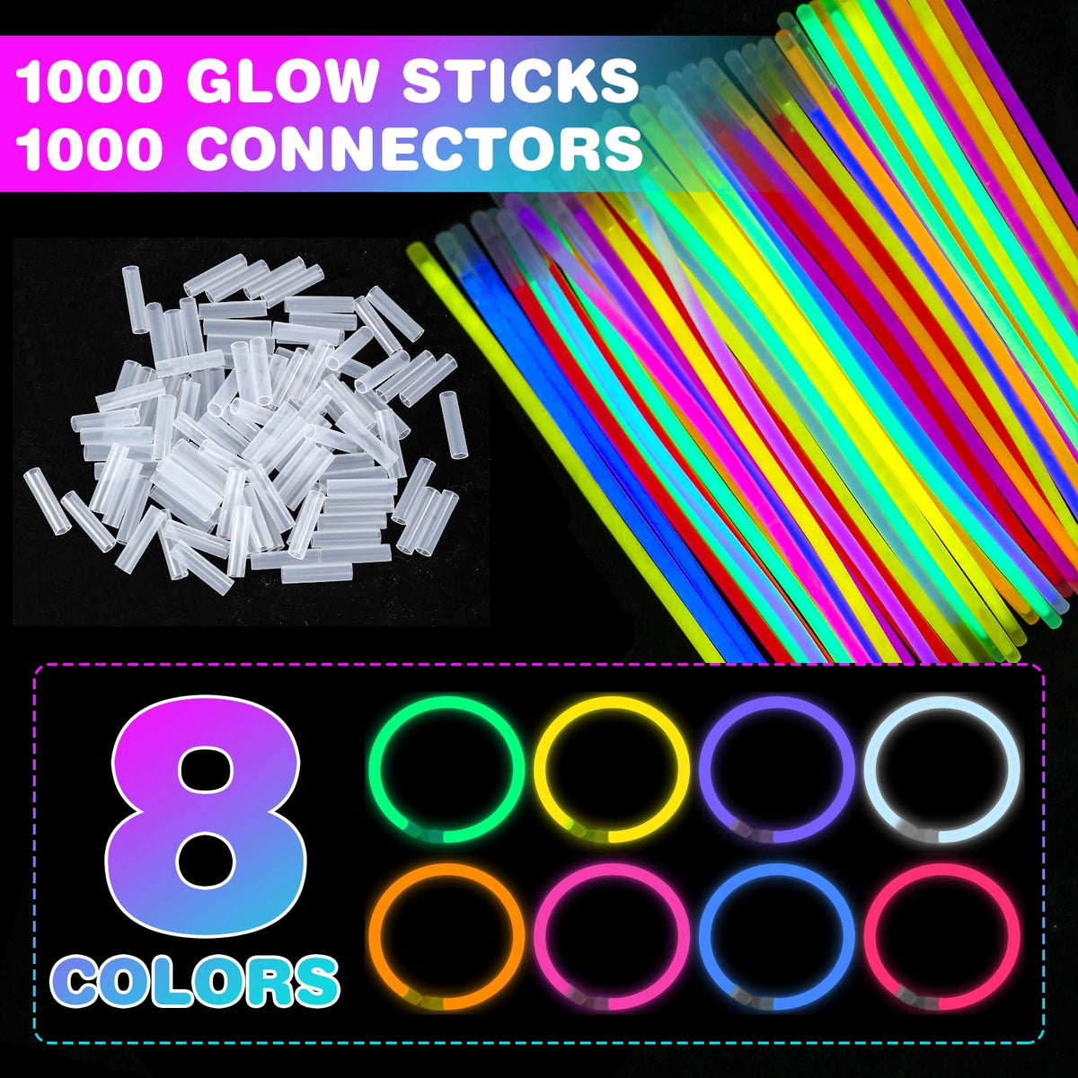 YixangDD connectors enable easy glow stick jewelry like bracelets and necklaces.