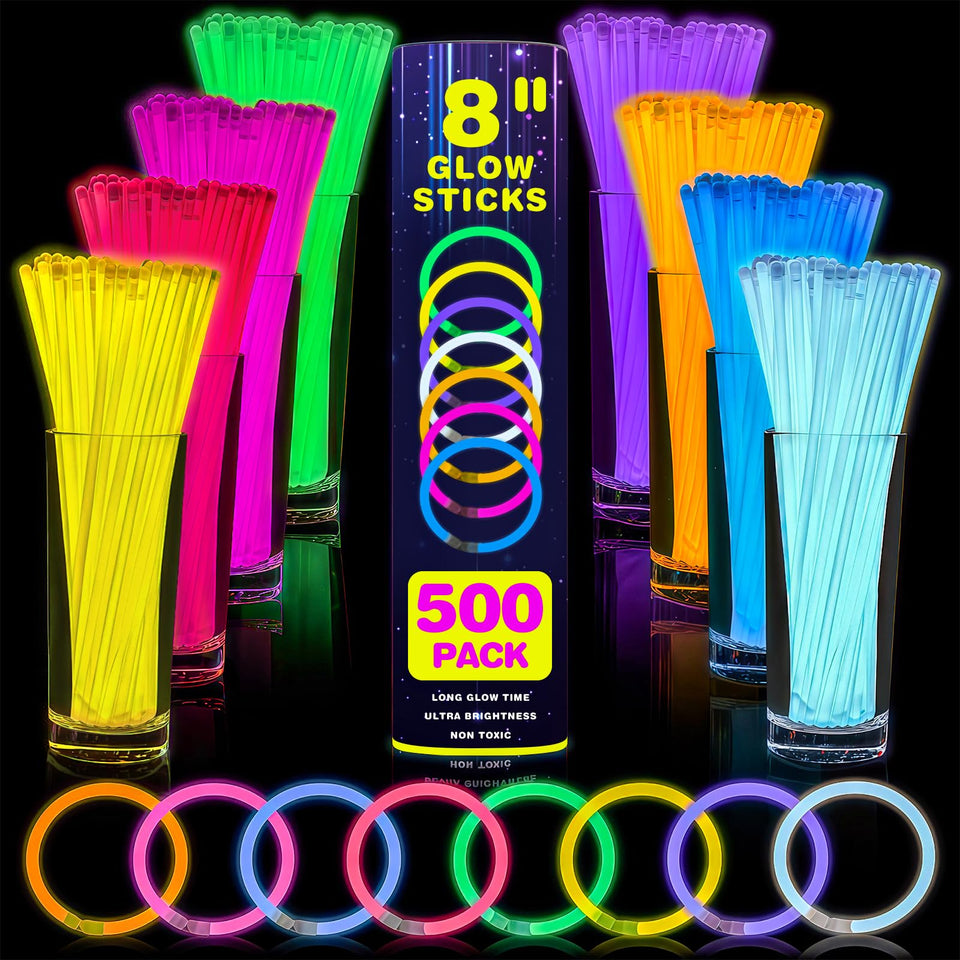 YixangDD glow sticks 8-inch multi-color ideal for party lighting