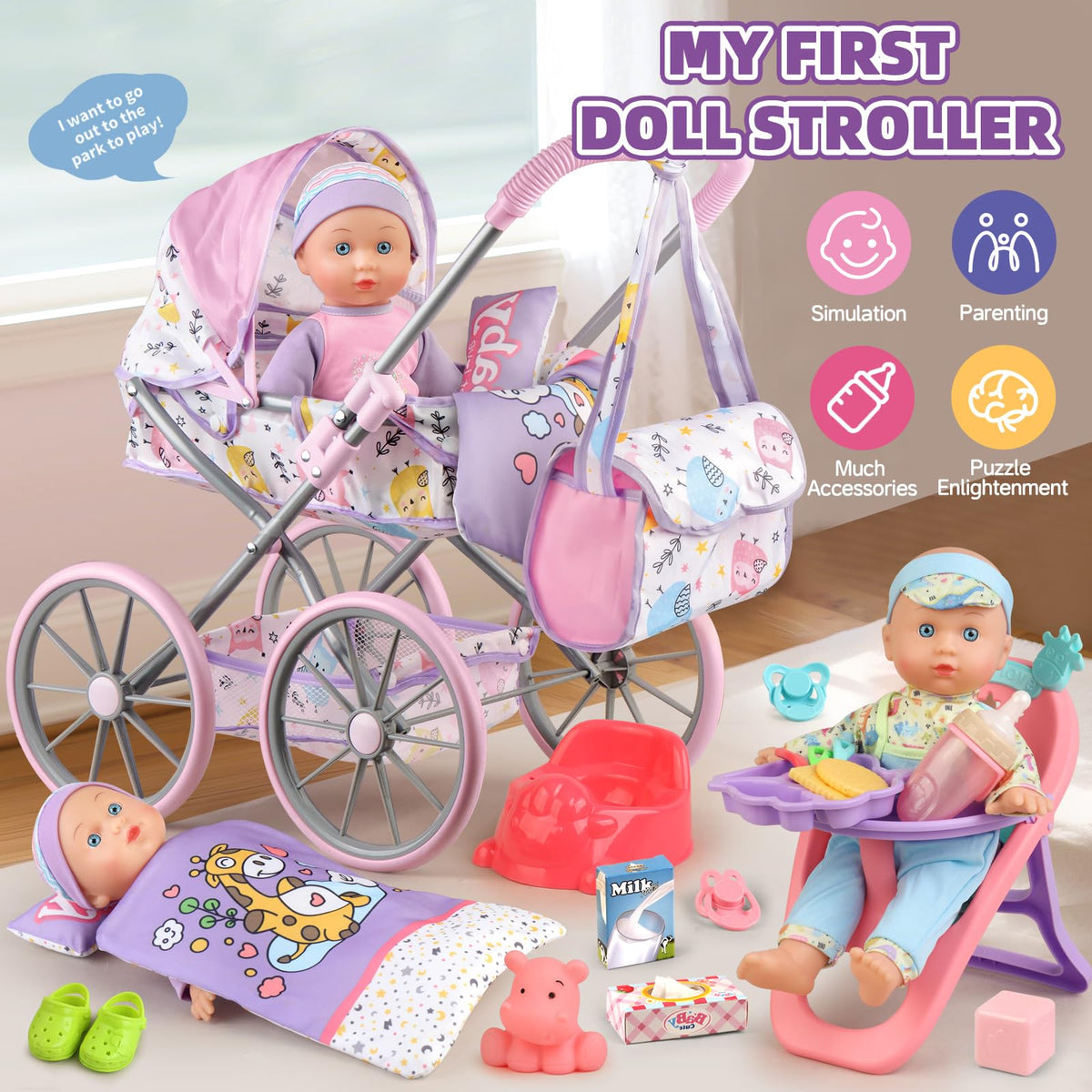 YIYBM 12.5-inch baby doll inspires nurturing pretend scenarios.