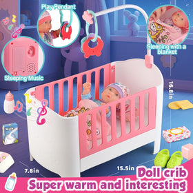 YIYBM baby doll high chair supports feeding and pretend meals.