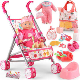 YIYBM baby doll stroller set with 12.5-inch doll for easy, imaginative play